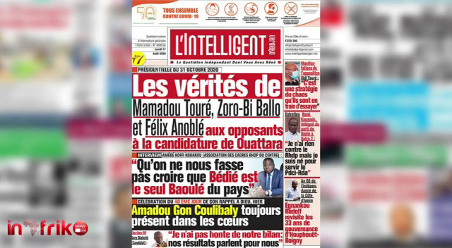 COTE D’IVOIRE : REVUE DES UNES DU LUNDI 17 AOÛT 2020