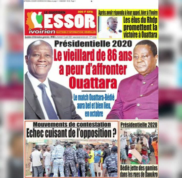 COTE D’IVOIRE :REVUE DES UNES DU MERCREDI 12 AOÛT 2020