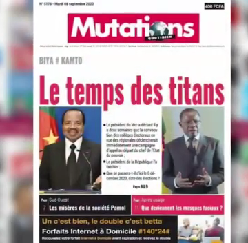 CAMEROUN: REVUE DES UNES DU MARDI 08 SEPTEMBRE 2020