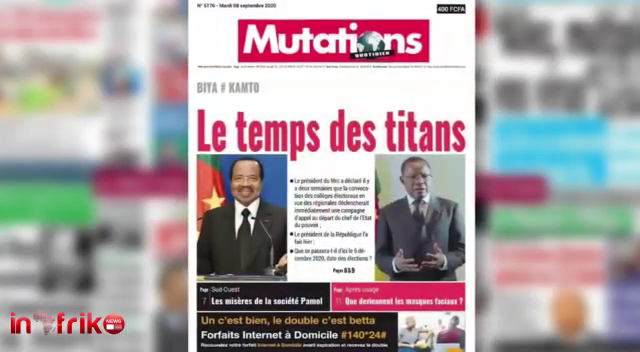 CAMEROUN: REVUE DES UNES DU MARDI 08 SEPTEMBRE 2020