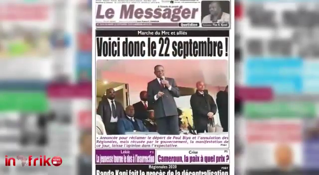 CAMEROUN: REVUE DES UNES DU 22 SEPTEMBRE 2020